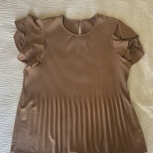 Elegant Brown Ruffle Sleeve Top